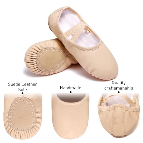 Dynadans Soft Leather Ballet Shoes/Ballet Slippers/Dance Shoes for Girls and Boys (Toddler/Little/Big Kid/Women)-Nude-12M Little Kid