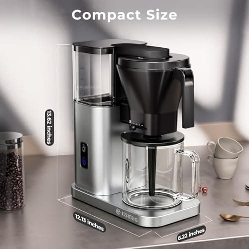 Kismile 8 Cup Drip Coffee Maker, SCA Certified Hot & Cold Brew Coffee Machine, Fast Heating to 197–205℉, 40 Min Keep Warm, Adjustable Flow Control, Easy to Clean — view 8