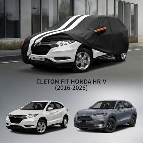 Multi-Layer Car Cover Custom Fit for Honda HR-V (2016-2026), 100% Waterproof All Weather for Automobiles, Gift with Towel, Heavy Duty Car Covers for Rain Sun UV Protection with Door Zipper. — view 5