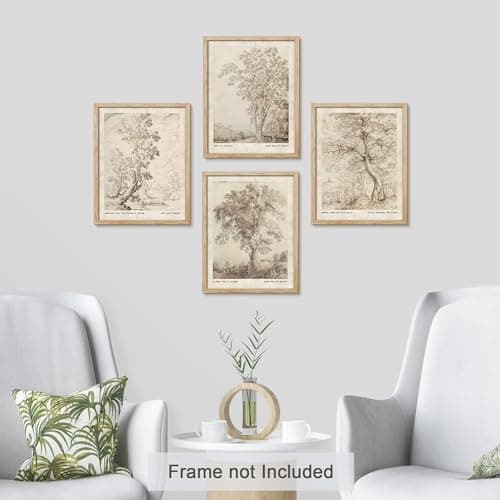SIGNWIN Poster Vintage Landscape Sketch Prints by 16th-Century Antique Tree Wilderness Nature Illustrations Fine Art Decorative Country/Farmhouse Vintage for Living Room, Bedroom, Office - 11"x14"x4