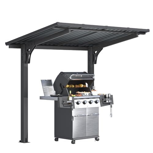 U-MAX 8' x 5' Outdoor Lean to Grill Gazebo Hardtop Pergola for Patio, 5x8 Freestanding Carport Pergolas and Gazebos Clearance, Small Heavy Duty Galvanized Steel Roof Awnings for Decks, Backyard — view 7