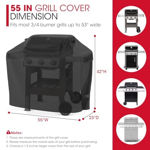UNICOOK BBQ Cover 55 Inch, Heavy Duty Waterproof Housse BBQ, Special Fade and UV Resistant Outdoor Barbecue Grill Cover, Barbecue Accessories Compatible for Weber Char-Broil Brinkmann and More — view 2