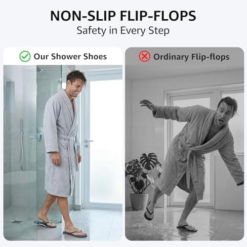 STQ Shower Flip Flops for Men Quick Dry Shower Shoes for College Dorm Gym Locker Room Non-Slip Arch Support Water Sandals with Orthotic Footbed & Drain Holes Dark Grey, Size 11 — view 5
