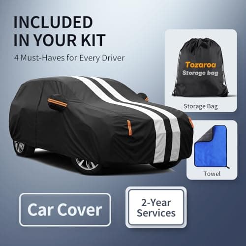 Multi-Layer Car Cover Custom Fit for Honda CR-V (1995-2026), 100% Waterproof All Weather for Automobiles, Gift with Towel, Heavy Duty Car Covers for Rain Sun UV Protection with Door Zipper. — view 6