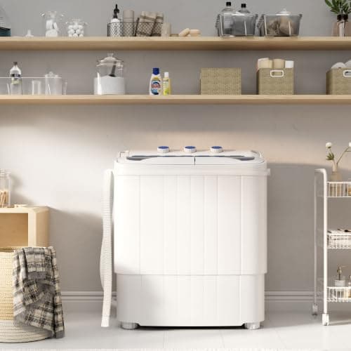 Superday Portable Washing Machine with Upper and Lower Drainage Mode, 16 Lbs Compact Mini Washer and Dryer Combo,Twin Tub Washing Machine Laundry for Apartments RVs and Dorms(Blue)