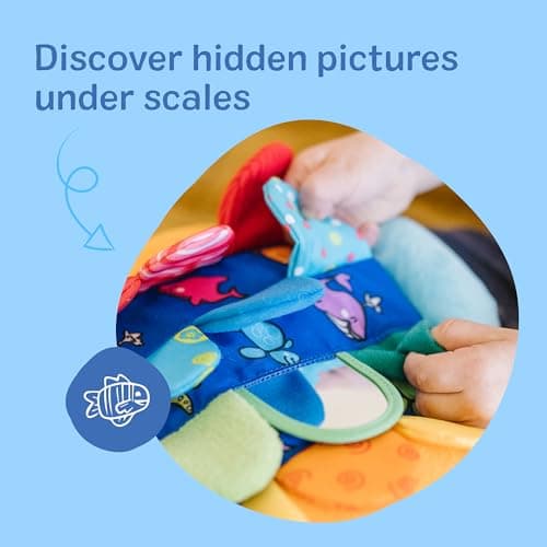 Melissa & Doug K’s Kids, Flip Fish Stuffed Animal, Soft Baby Book, Multi-Textured Squeaking & Crinkling Infant Sensory Toys for Babies with Baby Mirror, Tummy Time Toys for Infants Ages 0–9 Months — view 2