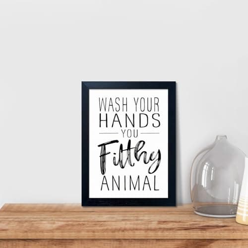 Bathroom Quotes Wall Decor, Black and White Bathroom Wall Art, Toilet Decor Signs Small Black Framed Canvas Art for Kid's Washroom — view 4