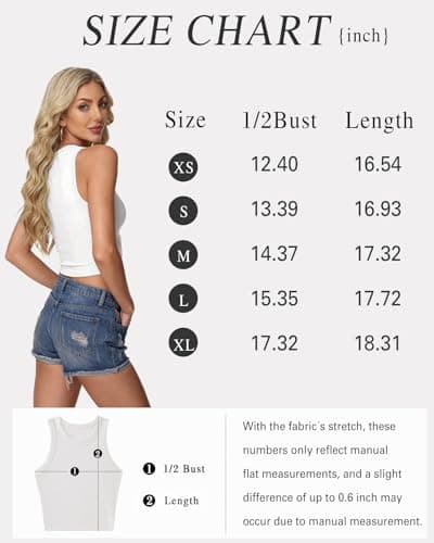 RIROW Tank Tops Women Ribbed Crop Summer Cropped Sleeveless White Basic Fitted Crew Neck Ladies Tee White 2026 New — view 3