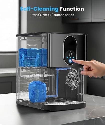 Countertop Nugget Ice Maker, 44lbs/24H Nugget Ice Machine Countertop, Chewable Pellet Ice Maker Machine with Ice Dispenser, 2.4L Water Reservoir, Self-Cleaning, Ideal for Kitchen/Bar/Office, D-Black — view 4