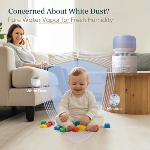 LEVOIT Evaporative Humidifiers for Bedroom Baby, Dual Air and Water Filters, Separate Sensor, Blue Light Free for Nursery Nightlight, Auto Dry, Smart Control & Alexa, Auto Mode, 3.8L Tank for 36H — view 2