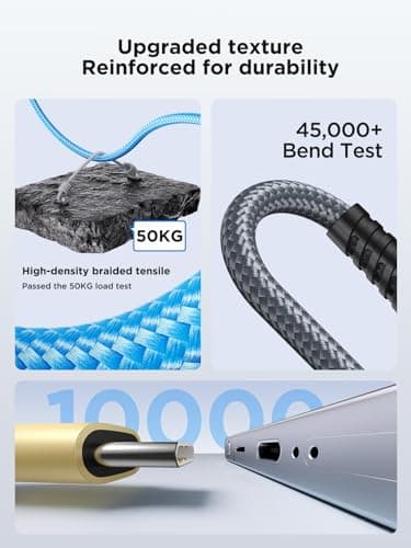 USB C Cable 10FT 3Pack Fast Charging Nylon Braided Long Type C Charger Cable for Samsung Galaxy S24 S23 S22 S21 S10 S9 S8 A02s A03s A11 A12 A13 A14 A21 A22 A32 A42 A53, Tablet, LG, Moto, TCL — view 3