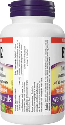 Webber Naturals Vitamin B12 1000 mcg, Quick Dissolve, 80 Tablets, Supports Energy Production and Metabolism — view 8
