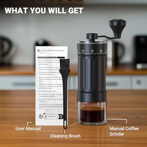 Mini Manual Coffee Grinder with 40 Adjustable Settings, Portable Hand Coffee Bean Mill with 30g Capacity, Conical Burr Coffee Grinder with Crank for Travel, Camping, Office, Espresso, Pour Over, etc — view 4