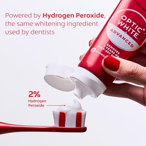 Colgate Optic White Advanced Hydrogen Peroxide Toothpaste, Teeth Whitening Toothpaste Pack, Enamel-Safe Formula, Helps Remove Tea, Coffee, and Wine Stains, Sparkling White, 3 Pack, 3.2 oz — view 6