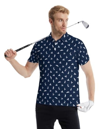 HUURAY Funny Golf Polo Shirts for Men Funny Print Short Sleeve Quick Dry Polo Shirt Hawaiian Shirt Performance Golf Outfits, black, Large — view 4