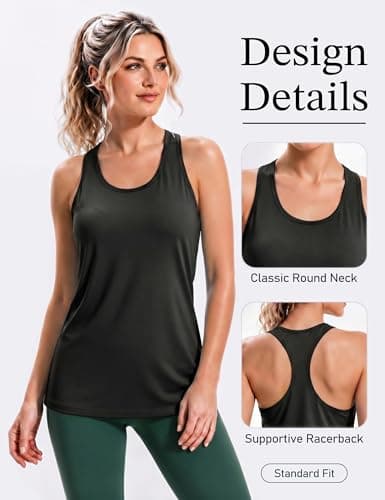 Gofeat Tank Tops Women Stretchy Crew Neck Racerback Sleeveless Camisole Black Shirt Sport Femme Yoga Gym Shirts Medium — view 2