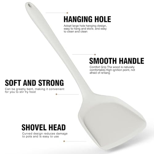 Silicone Cooking Utensils Set - 446°F Heat Resistant Silicone Kitchen Utensils,Spatula,Spoon, Kitchen Utensil Sets Gadgets Tools Set for Nonstick Cookware,Dishwasher Safe Bpa Free (Cream White) — view 3