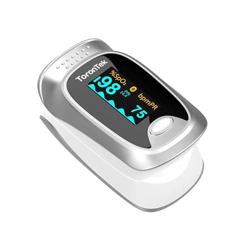 Pulse Oximeter | Medical-Grade | Proudly Canadian | Bluetooth & Free App | Track SpO2 & Heart Rate | Finger Oxygen Monitor with Alarm | Rotatable OLED Display | Case, Batteries & Lanyard |ToronTek-L12 — view 5