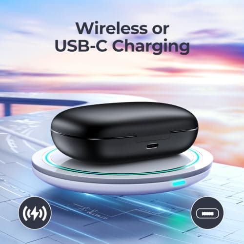Active Noise Cancelling Wireless Earbuds Bluetooth Headphones 90 Hrs Playtime Ear Buds with Hi-Res Stereo Deep Bass Power Display Earphones with Earhooks Waterproof Transparency Headset Sports/Running — view 4