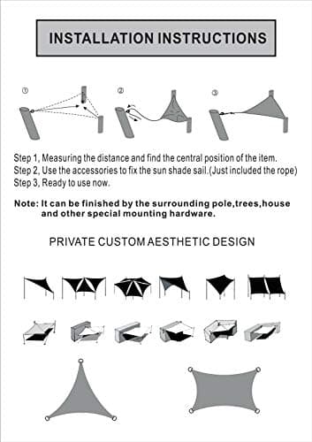 Insun 95% Sunscreen Anti UV Water Resistance Oxford Cloth Rectangle Sun Shade Sail Awning Shade for Outdoor Garden Patio Party Grey 6.5'x10' — view 7