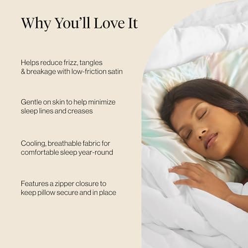 Kitsch Satin Pillowcase with Zipper for Hair & Skin - Softer Than Silk Pillow Cases, Smooth Cooling Satin Pillow Case, Wrinkle-Free, Machine Washable - Pillow Cases Standard Size (19x26) - Aura — view 5
