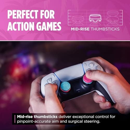 KontrolFreek Performance Thumbsticks - Heist Edition - for PlayStation 5 (PS5) and PlayStation 4 (PS4) Controller - Blue/Pink — view 3