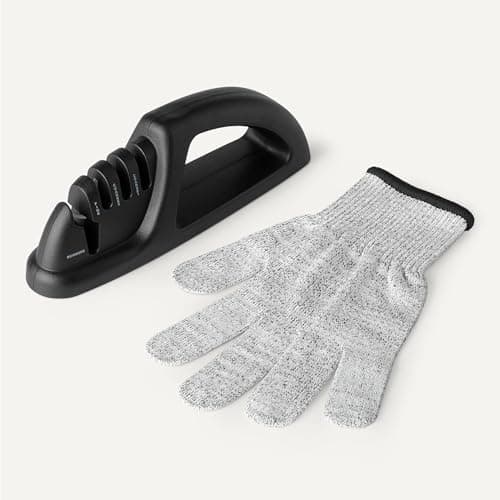 Amazon Basics 4-in-1 Knife Sharpener with Non-Slip Base, Includes Safety Glove — view 3