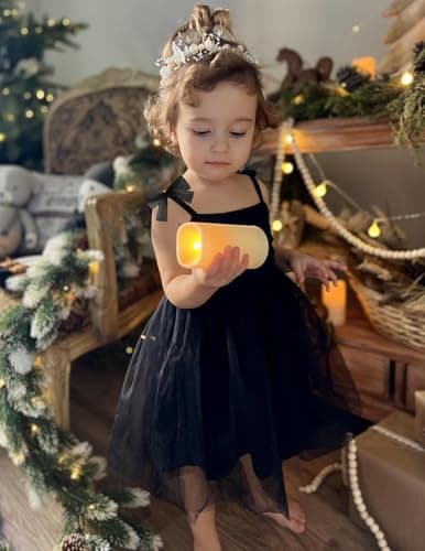 Arshiner Toddler Tulle Dress Spaghetti Strap Black Funeral Dresses — view 3