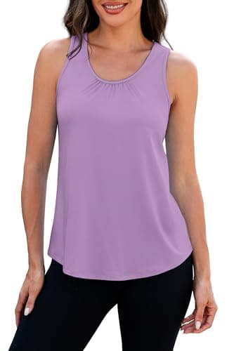 NIASHOT Workout Tank Tops for Women Racerback Loose Fit Yoga Top Sleeveless Gym Shirt Running Athletic Tanks Pack, Purple, X-Large