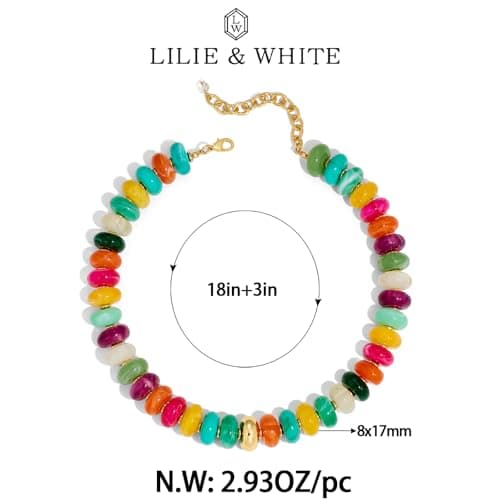 LILIE&WHITE Mothers Day Gifts for Mom Daughter Colorful Chunky Beaded Necklaces for Women Beach Collar Necklace Trendy Rainbow Resin Statement Necklace Jewelry Gift for Her — view 5