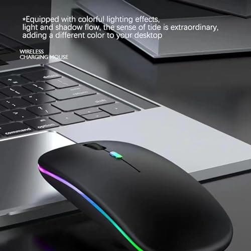 Guiheng Wireless Bluetooth Mouse,LED Dual Mode Rechargeable Silent Slim Laptop Mouse,Portable(BT5.2+USB Receiver) Dual Mode Computer Mice,for Laptop,Desktop Computer,ipad Tablet,Phone,TV (Black) — view 4