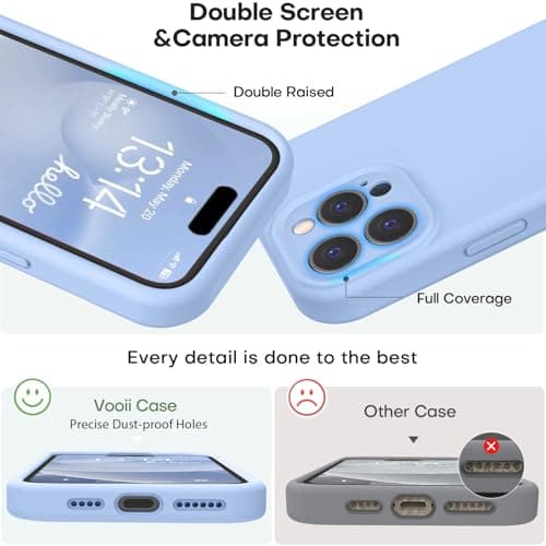 Vooii Compatible with iPhone 16 Pro Max Case, Liquid Silicone Upgrade [Camera Protection] [Soft Anti-Scratch Microfiber Lining] Shockproof Phone Case for iPhone 16 Pro Max 6.9 inch - Light Blue — view 2