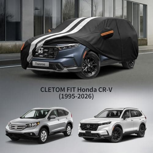 Multi-Layer Car Cover Custom Fit for Honda CR-V (1995-2026), 100% Waterproof All Weather for Automobiles, Gift with Towel, Heavy Duty Car Covers for Rain Sun UV Protection with Door Zipper. — view 5