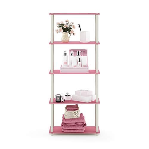 Furinno 17091PI/WH Turn-N-Tube 5-Tier Display Rack, Single, Pink/White — view 4