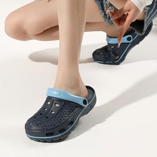 INMINPIN Women and Men Orthopedic Clogs Arch Support Garden Shoes Sandals Slippers with Plantar Fasciitis Feet Insoles,Retro Navy,12.5-13.5 Women/11-11.5 Men — view 5