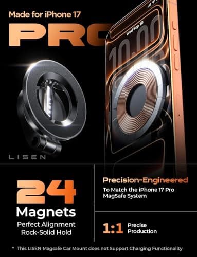 LISEN for MagSafe Car Mount 2 Pack, Classic Magnetic Phone Holder for Car, Car Phone Holder Mount, Dash Car Accessories Gifts for Women Men, for iPhone 17 Pro Max Air 16 15 14 13 12 — view 2