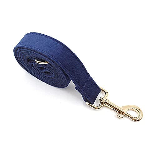 PETDURO Custom Dog Collar Personalized with Name Engraved Gold Metal Buckle for Large Medium Small Boy and Girl Dogs - Dog Leash and Bow Tie Set Available - Soft Comfy Velvet (Dark Blue, S) — view 8