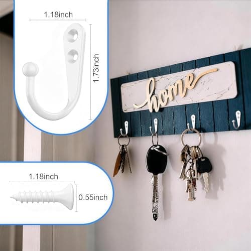 ZBDPOVT 15Pcs White Coat Hooks - Wall Hooks for Closet Hanging, Multi-Room Use (Bathroom/Bedroom/Kitchen), Holds Coats/Towels/Scarves/Hats/Keys/Cups, Includes 30 Screws — view 2