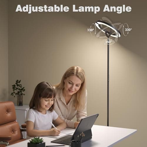SIBRILLE 30W LED Floor Lamp, 350° Rotating Reading Standing Lamp with Remote Control, Stepless Dimmable 3000K-6500K Modern Tall Lamp for Living Room Bedroom Office — view 3