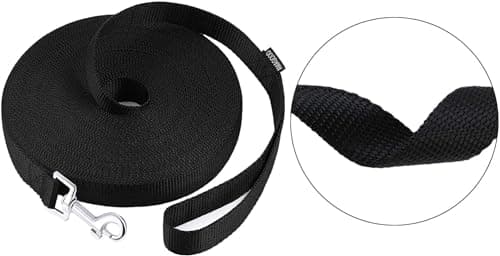 AMAGOOD Long Dog Training Leash 20 FT - 1 Inch Wide Heavy Duty Lead for Obedience Recall Agility Training, Tie Out, Camping - Black - for Medium and Large Dogs — view 2