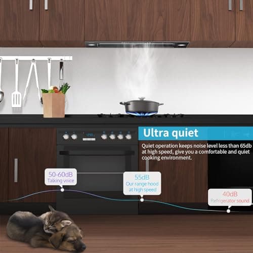 IKTCH New 30" Range Hood Insert, 900 CFM Ducted/Ductless Range Hood with 4 Speed Fan, Black Stainless Steel & Tempered Glass and Gesture Sensing&Touch Control Making life Smarter — view 5