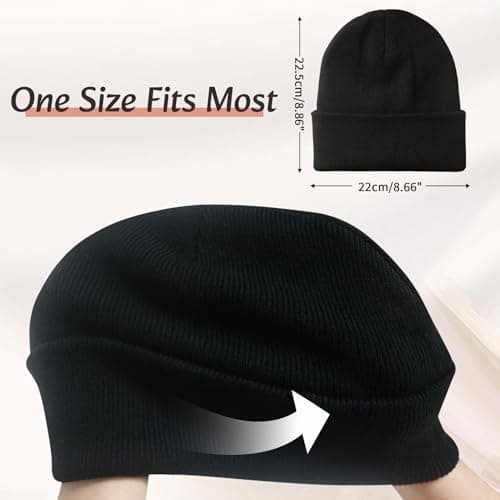 PFFY Satin Lined Beanie for Women Silk Lining Soft Winter Hats Reduce Frizz Knit Beanies Warm Skull Cap Black — view 5