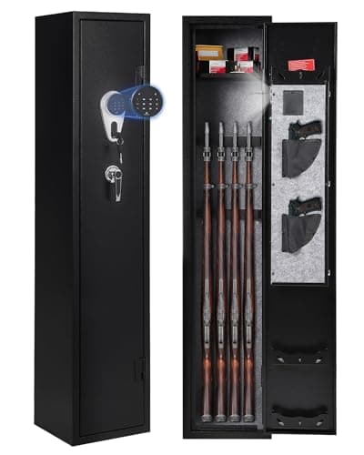 JoanKaren 6 Gun Safe for Rifles and Pistols, Heavy Duty Gun Cabinet with Adjustable Gun Racks and Shelf, Large Digital Electronic Locker for Home Security — view 7