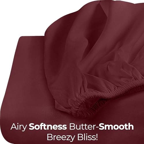 Utopia Bedding Queen Fitted Sheet - Bottom Sheet - Deep Pocket - Soft Microfiber -Shrinkage and Fade Resistant-Easy Care -1 Fitted Sheet Only (Burgundy) — view 6
