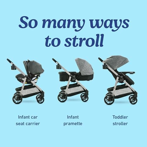 Graco Modes Pramette Travel System, Car Seat and Stroller Combo, Includes SnugRide LX Infant Car Seat and Baby Stroller, 3 Modes: Car Seat Carrier, Pramette, Toddler Stroller, Ellington