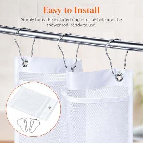 Lifewit Mesh Shower Caddy, 5 Pockets Hanging Shower Organizer with Quick Drying Mesh, Portable Space Saving Bathroom Organizer to Hold Soap, Shampoo and Cruise Ship Essentials, White, 1 Pack — view 3
