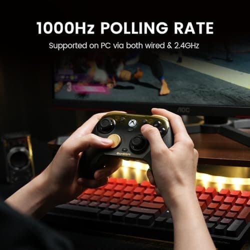 GameSir G7 Pro Wired Controller for Xbox Series X|S, Xbox One, Wireless Gamepad for PC&Android with TMR Sticks, Hall Effect Analog Triggers, 1000Hz Polling Rate, 3.5mm Audio Jack - Golden — view 3