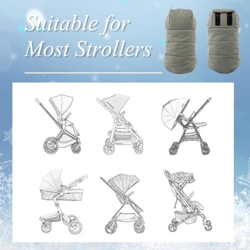 Zsedrut Stroller Gloves Universal Winter Anti-Freeze Stroller Mittens Water Repellent Hand Warmer Muff Fleece Lined,Winter Stroller Accessories (Army Green) — view 5