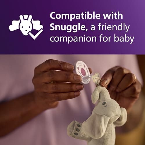 Philips Avent Soothie Baby Pacifiers - 100% Silicone Pacifiers for Babies 0-3 Months, One-piece Design, BPA-Free, Extra Durable, Lilac and Pink, 4 Pack, Model SCF190/70 — view 8