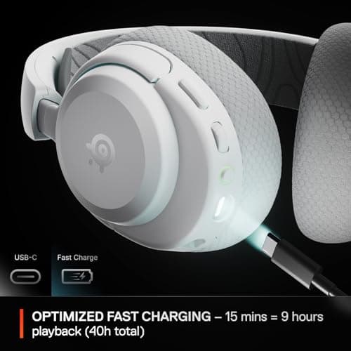 SteelSeries Arctis Nova 3X Wireless Multi-Platform Gaming Headset — Mobile App Control — 40 HR Battery — Neodymium Magnetic Drivers — 2.4GHz/Bluetooth — Xbox, PS5, PC, Switch, Mobile — White — view 3